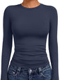 AUTOMET Womens Crew Neck Long Sleeve Shirts Compression Underscrubs Tops