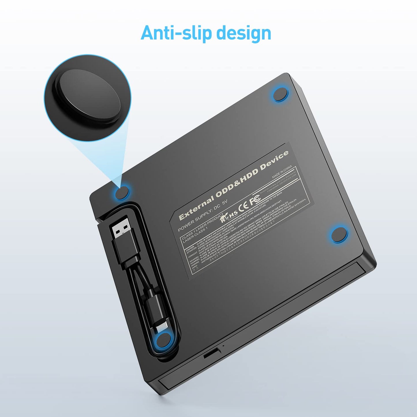 ORIGBELIE externes DVD-Laufwerk, CD-Laufwerk USB 3.0 Typ-C CD/DVD ROM +/-RW Adapter mit USB-Anschluss DVD-Brenner für Laptop, PC, Desktop-Computer, optisches Laufwerk CD-Player kompatibel mit Mac Windows Linux