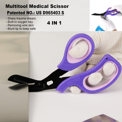 MEUUT 2 Pack Medical Scissors Trauma Shears for Left and Right Hand -Patented Bandage Scissors All Purpose with Non-Stick Blades, Surgical Grade Shears Stainless Steel EMT Scissors for Nurses EMT