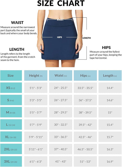 baleaf Damen Tennis Golf Röcke Skorts mit Shorts Laufsport Stretch Athletic mit Innentaschen