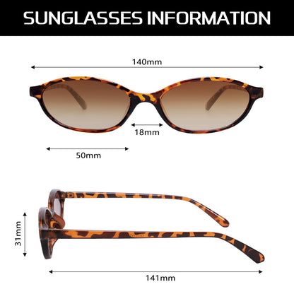GUVIVI Retro Ovale Sonnenbrille für Damen Chic Cat Eye 90er Jahre Sonnenbrille Leichte Schmale Sonnenbrille Trendiger UV-Schutz Sonnenbrille