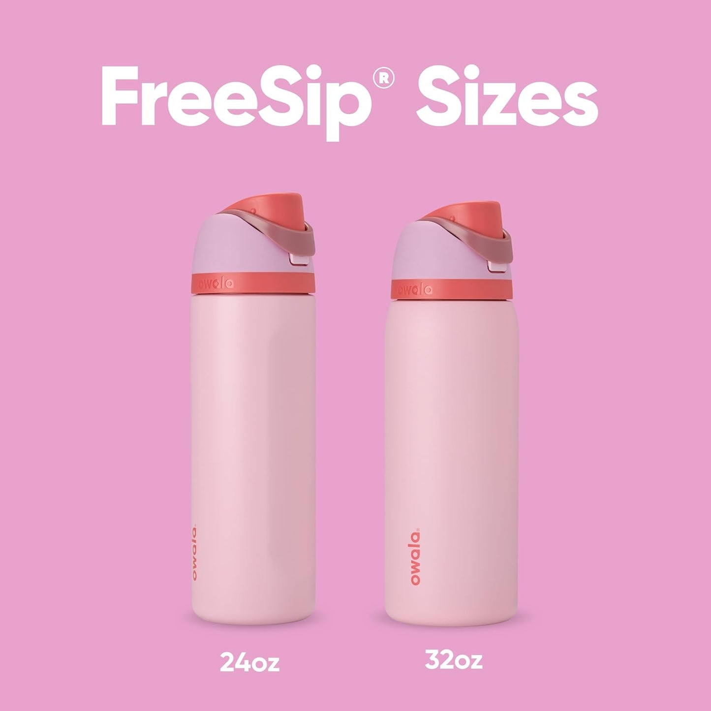 Owala FreeSip Isolierte Edelstahl-Wasserflasche mit Strohhalm für Sport und Reisen, BPA-frei, 710 ml, Shy Marshmallow