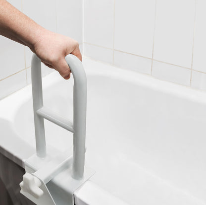 Vaunn Medical Adjustable Height Bathtub Safety Rail, Extra-Height 17"-20" Tall Extension ADA Compliant Shower Grab Bar Handle for Elderly and Disabled, Secure Locking Tub Clamp, 300 lbs