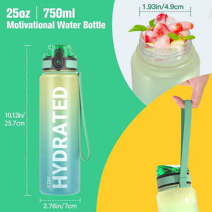 Sahara Sailor Trinkflasche, 950ml Motivations-Sportflasche mit Zeitmarkierung – Trinkzeiten – Tritan, BPA-frei, weite Öffnung auslaufsicher, Fast-Flow-Technologie mit Reinigungsbürste (1 Flasche)