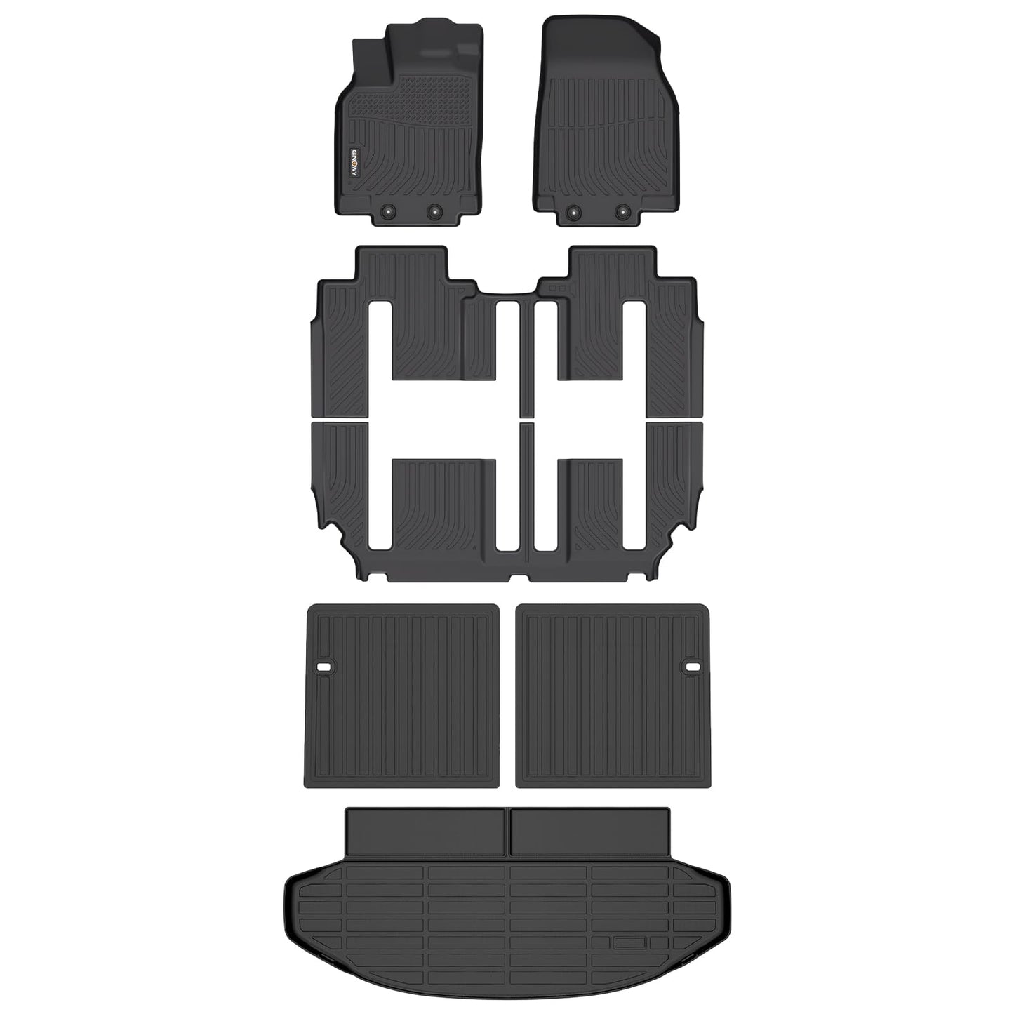 GINOWY-Floor Mats for Toyota 4Runner 1996-2002,1st+2nd Row,TPE All Weather Car Mats Custom Fit Rubber Floor Liners Car Accessories for Toyota 4Runner
