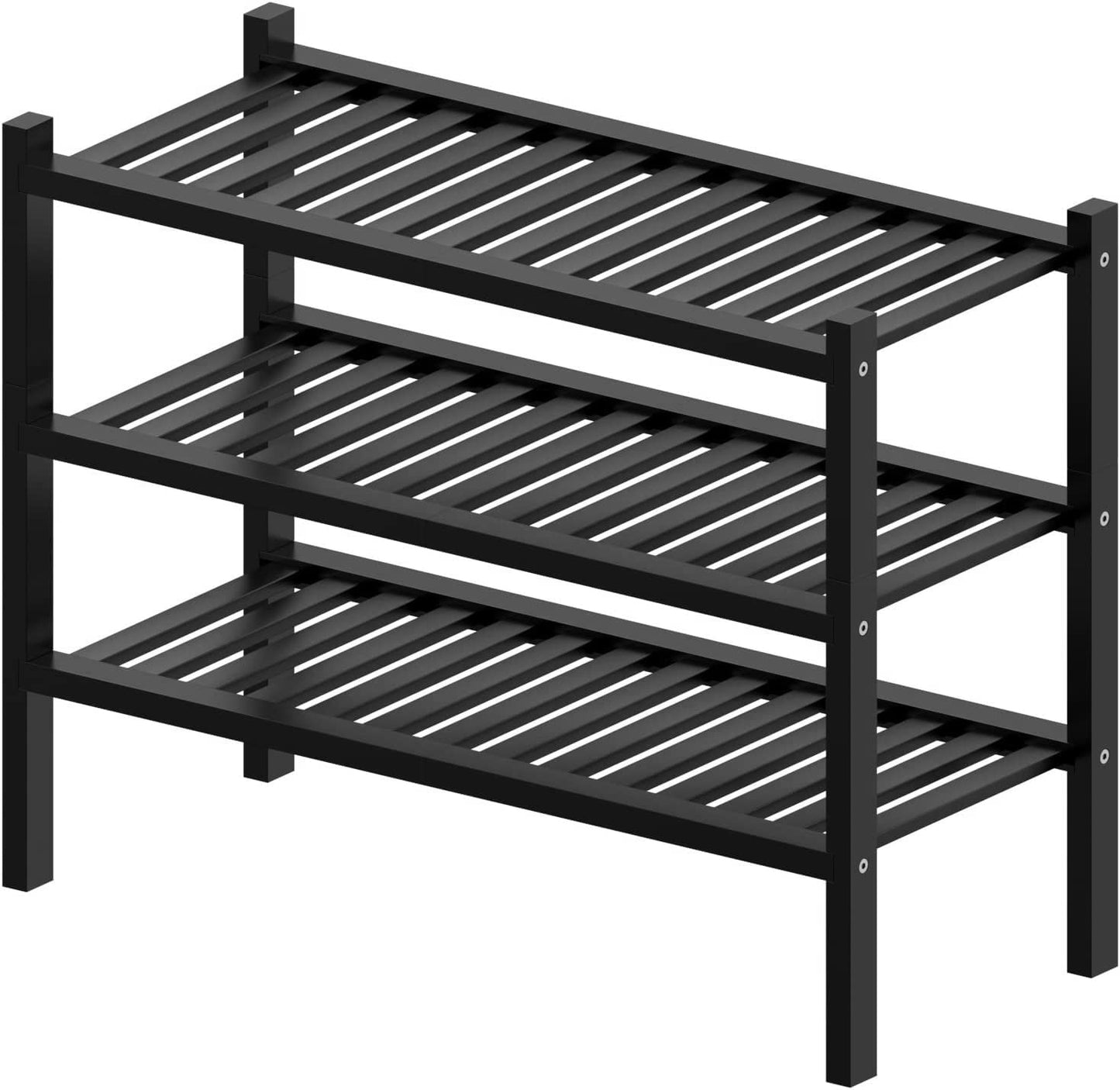 ROMGUAR CRAFT 3 Tier Bamboo Shoe Rack for Closet Free Standing Wood Shoe Shelf Storage Organizer for Entryway Small Space Stackable 27"x11"x20" (Natural)