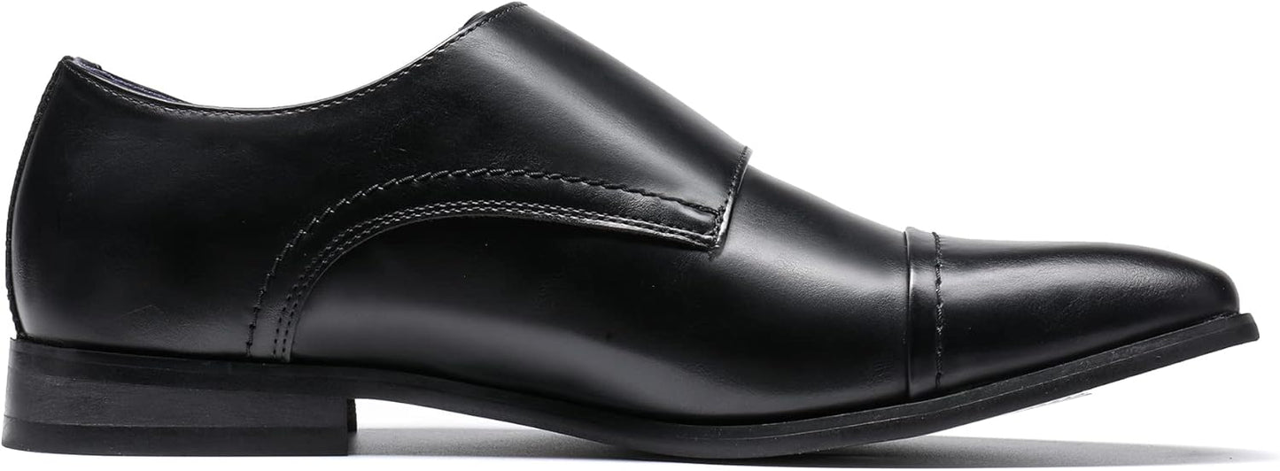 Bruno Marc Men's Dress Loafers Hutchingson Formal Monk Strap Slip-on Leather Shoes