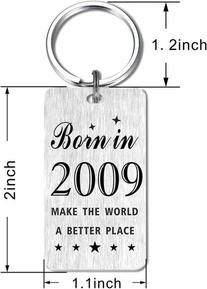 Gezxin Happy Birthday Schlüsselanhänger Geschenke für Frauen Männer - Personalisierter Edelstahl Geburtstagsschlüsselanhänger - Mach die Welt zu einem besseren Ort