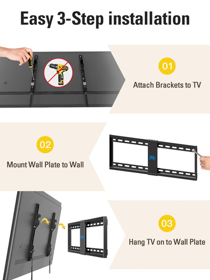 Mounting Dream TV-Wandhalterung für die meisten 37-75-Zoll-Fernseher, universelle neigbare TV-Halterung passend für 16", 18", 24" Ständer mit Tragkraft 132lbs, Max Vesa 600 x 400mm, flache TV-Wandhalterung mit niedrigem Profil