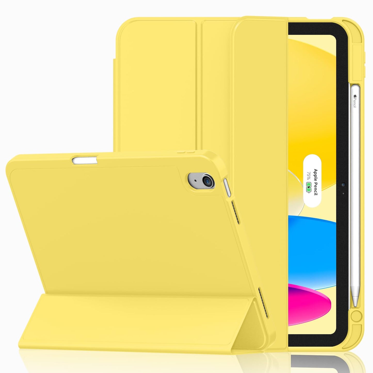 iMieet Case for iPad (A16)/iPad 10th Generation [11-Inch 2025/10.9 Inch 2022], Trifold Stand Smart Cover with Pencil Holder and Soft TPU Back, Supports Touch ID(Black)