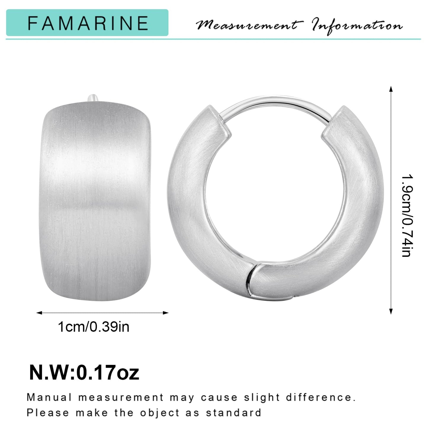 FAMARINE Gold Chunky Creolen für Damen, 0,8 Zoll Gold Creolen Huggie Ohrringe für Herren