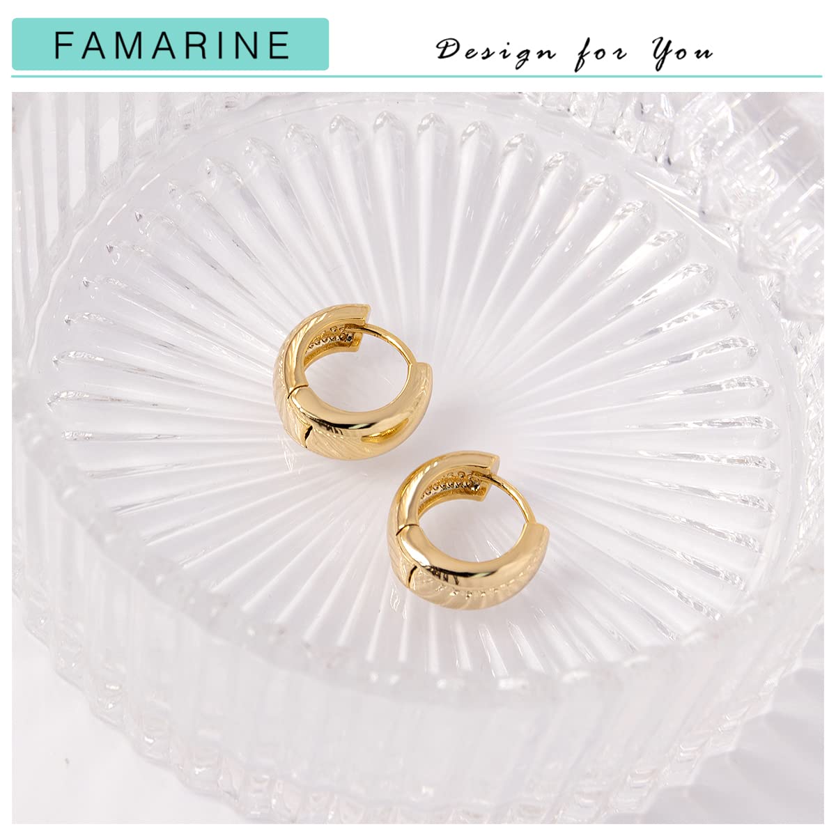 FAMARINE Gold Chunky Creolen für Damen, 0,8 Zoll Gold Creolen Huggie Ohrringe für Herren