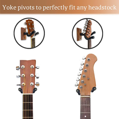 Gitarren-Wandhalterung, 2er-Pack, Gitarrenbügel aus schwarzem Nussbaumholz, U-förmige Gitarren-Wandhalterung, Gitarrenhalter-Hakenständer für Akustik-, E-Gitarre, Banjo,, Bass, Geschenk für Gitarristen, Männer, Jungen