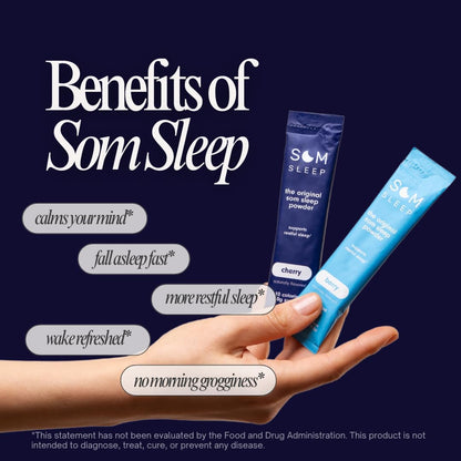 Som Sleep, Sleep Aid Powder Stick Packs – Variety Pack Bundle, 40 Count – Berry, Cherry, Mango & Tangerine – 0 Sugar, 10 Calories – Sleep Support Drink Mix Supplement