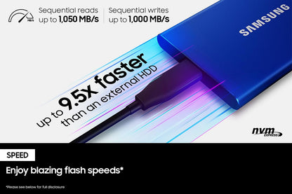 Samsung T7 Portable SSD, 1TB External Solid State Drive, Speeds Up to 1,050MB/s, USB 3.2 Gen 2, Reliable Storage for Gaming, Students, Professionals, MU-PC1T0T/AM, Gray