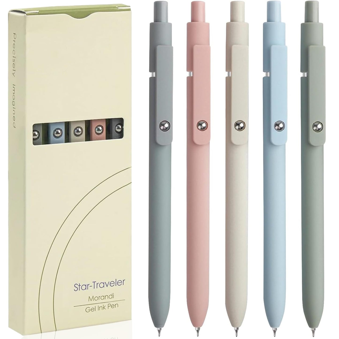 ACEES Gel Pens, 6 Pcs 0.5mm Fine Point Black Ink Pen With Smooth Writing, Office Desk Accessories, Writing Supplies Gifts for Men Women, Quick Dry Pens Ballpoint For Journaling, Black/Gray/White