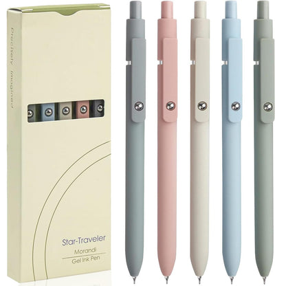 ACEES Gel Pens, 6 Pcs 0.5mm Fine Point Black Ink Pen With Smooth Writing, Office Desk Accessories, Writing Supplies Gifts for Men Women, Quick Dry Pens Ballpoint For Journaling, Black/Gray/White
