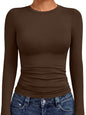 AUTOMET Womens Crew Neck Long Sleeve Shirts Compression Underscrubs Tops