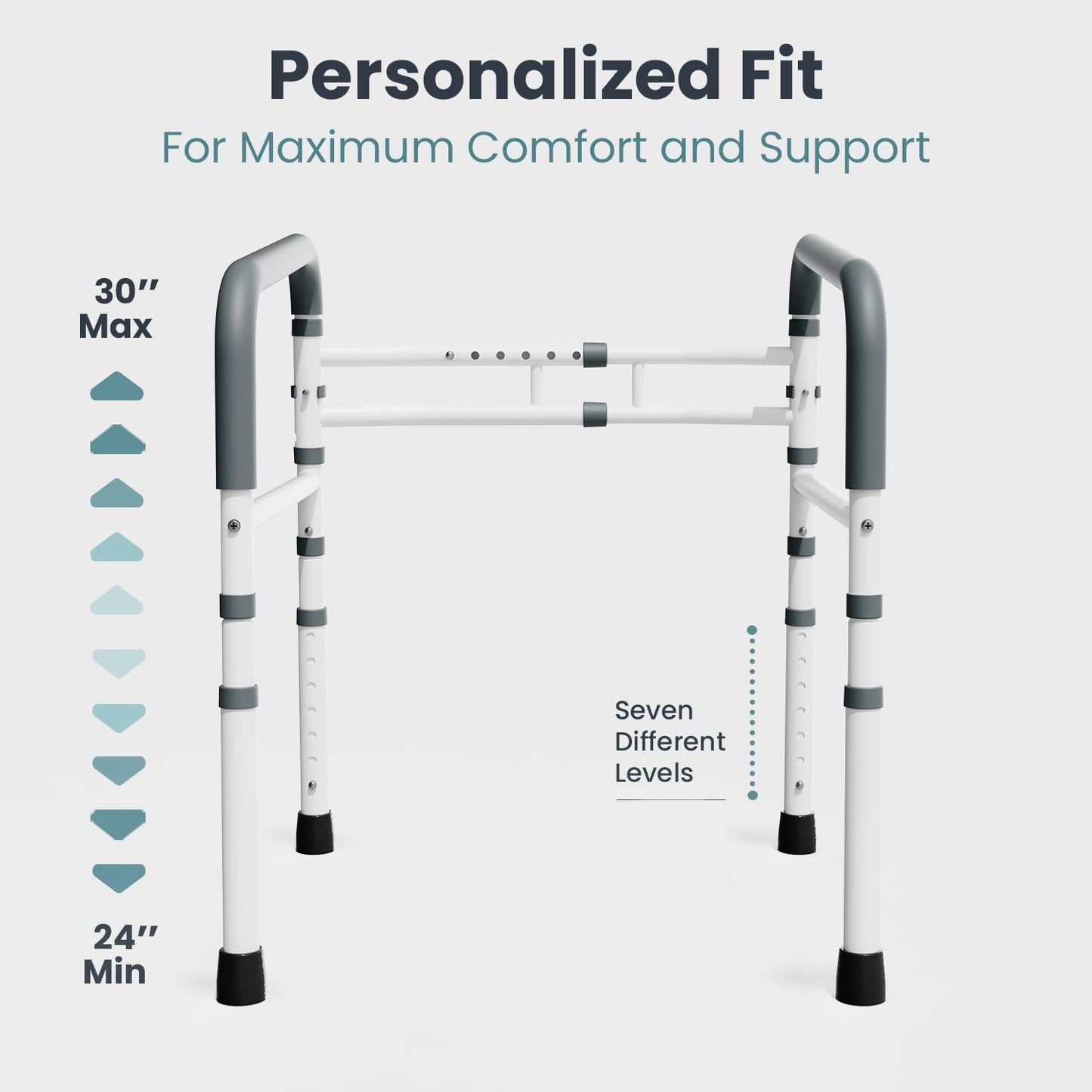 PELEGON Toilet Safety Rails (350 lb) - Adjustable Toilet Safety Frame & Rails, Toilet Safety Rail for Elderly Adults, Toilet Handles for Seniors, Toilet Bars for Elderly & Handicap