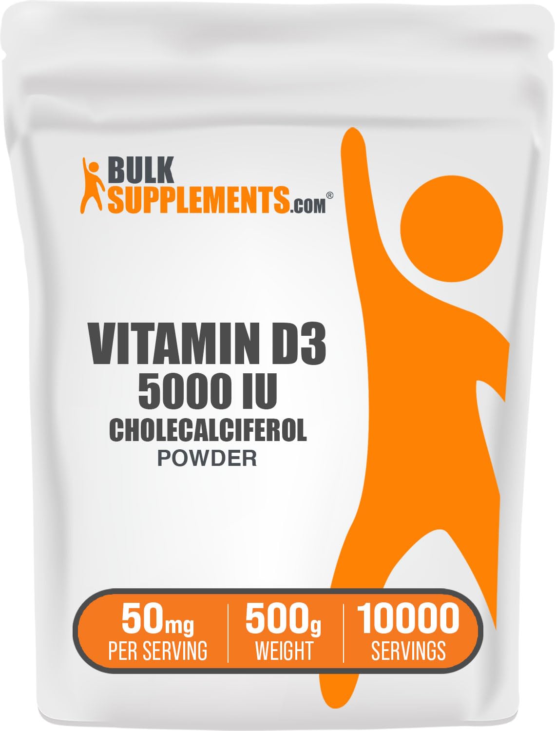 BulkSupplements.com Vitamin D3 Powder - Cholecalciferol, Vitamin D Supplements, Vitamin D3 5000 IU - Gluten Free, 50mg (125mcg of Vitamin D3) per Serving, 5kg (11 lbs) (Pack of 5)