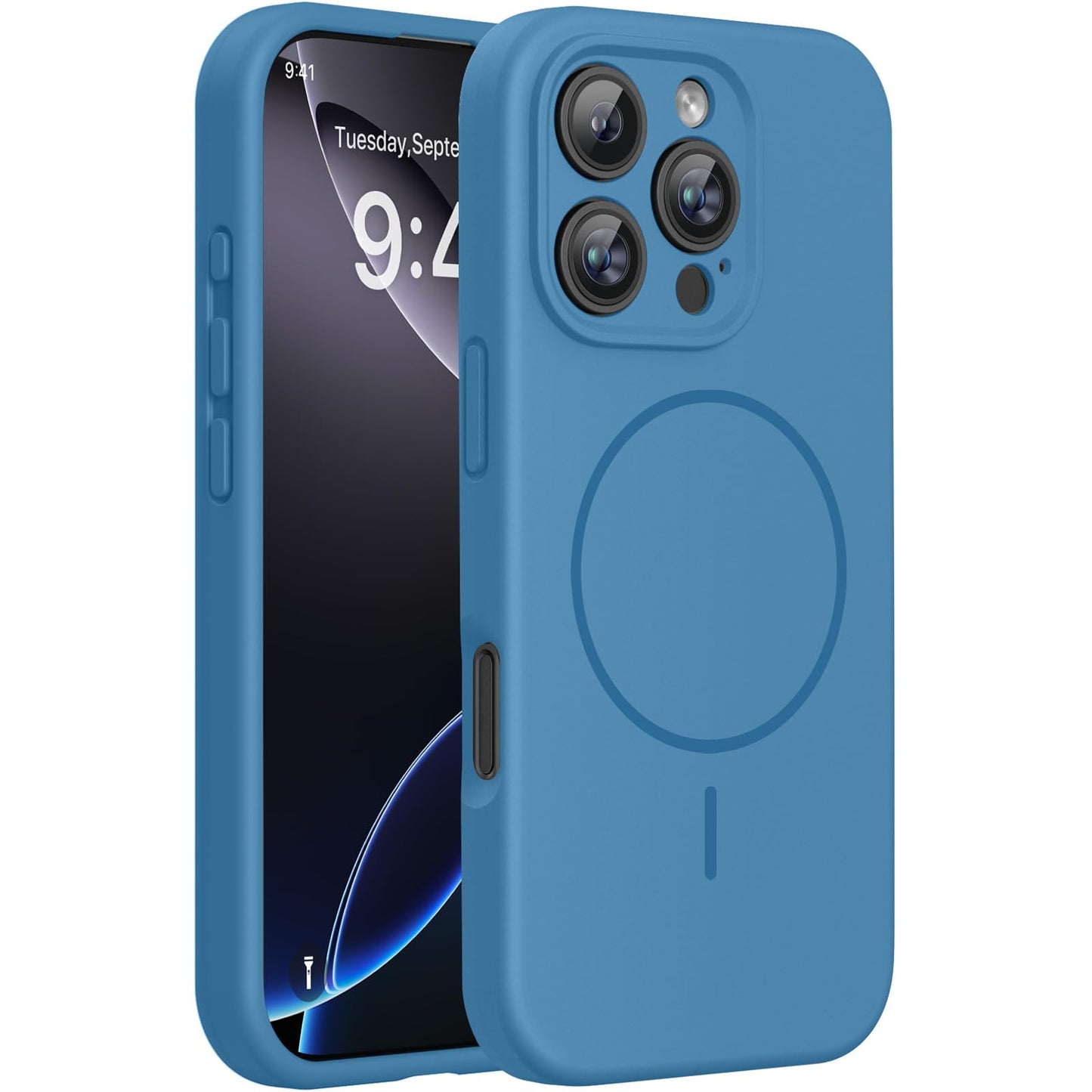 Miracase Magnetic for iPhone 17 Pro Case, Compatible with MagSafe, Integrated Silicone Camera Control Cover, 3.0mm Thicken Shockproof Drop Protection Phone Case for 17 Pro,Dark Blue