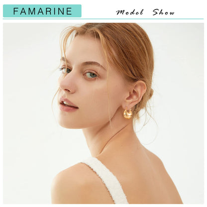 FAMARINE Gold Chunky Creolen für Damen, 0,8 Zoll Gold Creolen Huggie Ohrringe für Herren