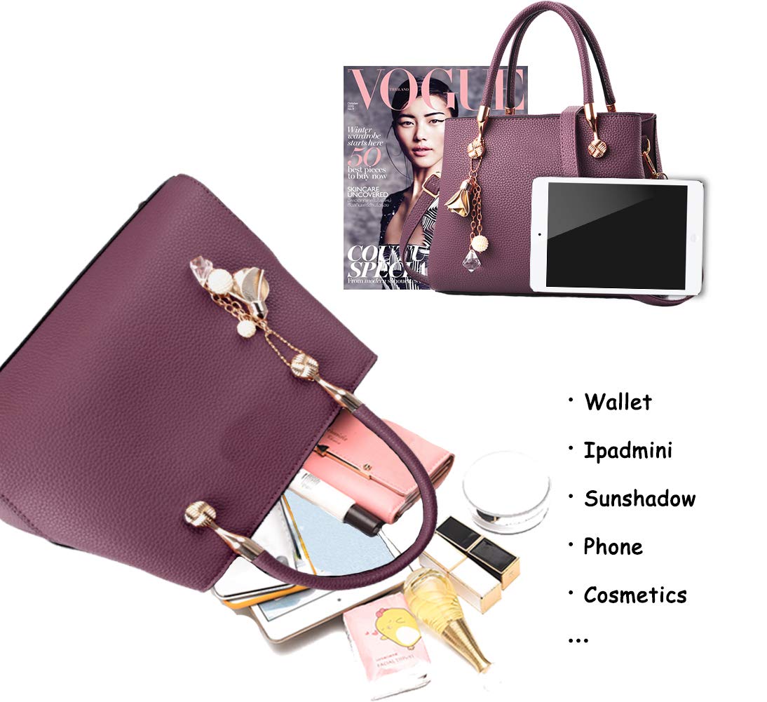 Jeniulet Geldbörsen und Handtaschen für Damen Mode Damen PU-Leder Top-Griff Satchel Schulter Tragetaschen Dunkelgrau 10.2" x 3.9" x 7.9"