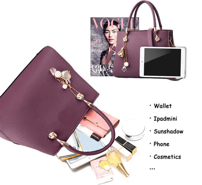 Jeniulet Geldbörsen und Handtaschen für Damen Mode Damen PU-Leder Top-Griff Satchel Schulter Tragetaschen Dunkelgrau 10.2" x 3.9" x 7.9"
