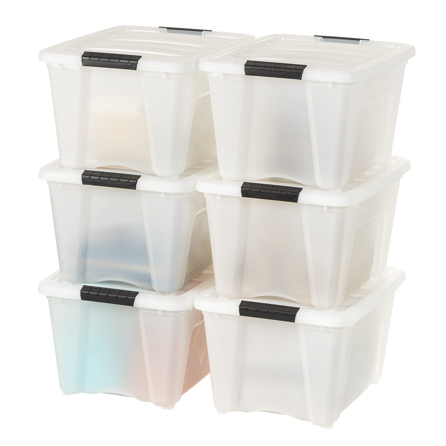 IRIS USA 6-Pack Clip Box with Latching Lids, 18 Quart Craft Storage Bins, Art & Writing Supply Containers for Home, Office & Classroom Organization