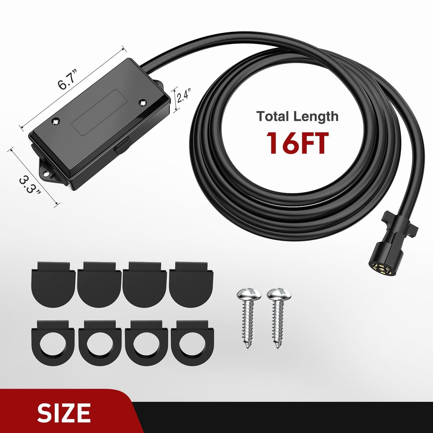 Nilight Heavy Duty 7 Way Inline Trailer Plug 8 Feet Connector Cable 7Pin RV Round Extension Wiring Harness Weatherproof Junction Box for RV Towing Car