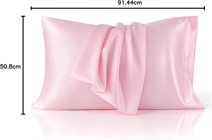 Bedsure Satin-Kissenbezug, Queen-Size, 2er-Pack, Seidenkissenbezügen ähnlich, seidige Kissenhüllen mit Hotelverschluss, Raumdeko, Valentinsgeschenke für Frauen und Männer, Grau, 50x75 cm