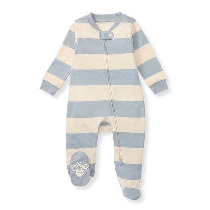 Burt's Bees Baby Boys Sleep and Play Pajamas, 100% Organic Cotton, One-piece PJs, Diagonal Zip Up Loose Fit Footie