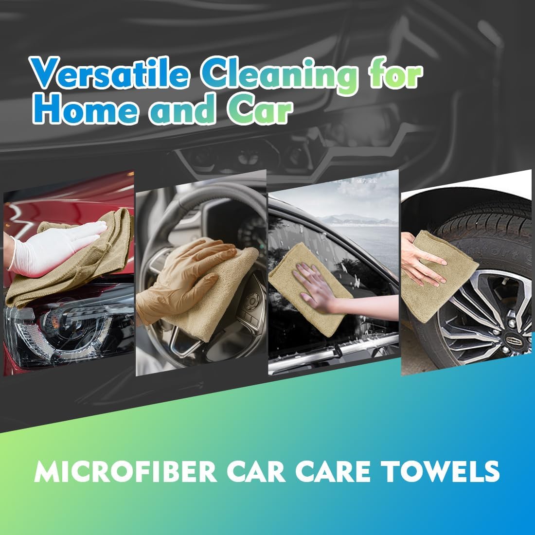 HOMEXCEL Mikrofasertuch 12er-Pack, 31,75 x 31,75 cm Mikrofasertücher für Autos, ultra-saugfähiges Autowaschtuch, fusselfreie, streifenfreie Reinigungstücher für Auto, Küche und Fenster (Grau)