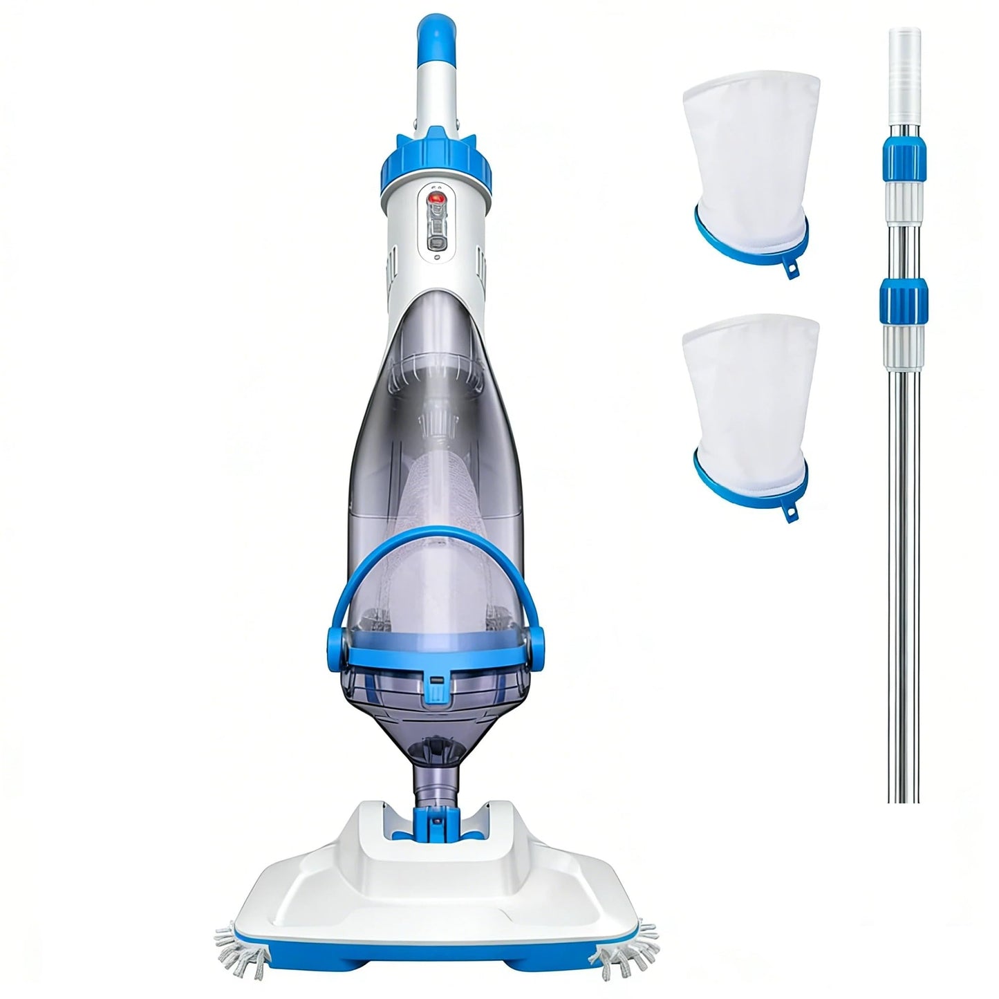 Cordless Pool Vacuum for Above Ground & Inground Pools, Consciot Handheld Rechargeable Pool Cleaner with 1110 GPH Suction, Telescopic Pole up to 87.5", 1H Runtime, See-Through Head for Debris & More