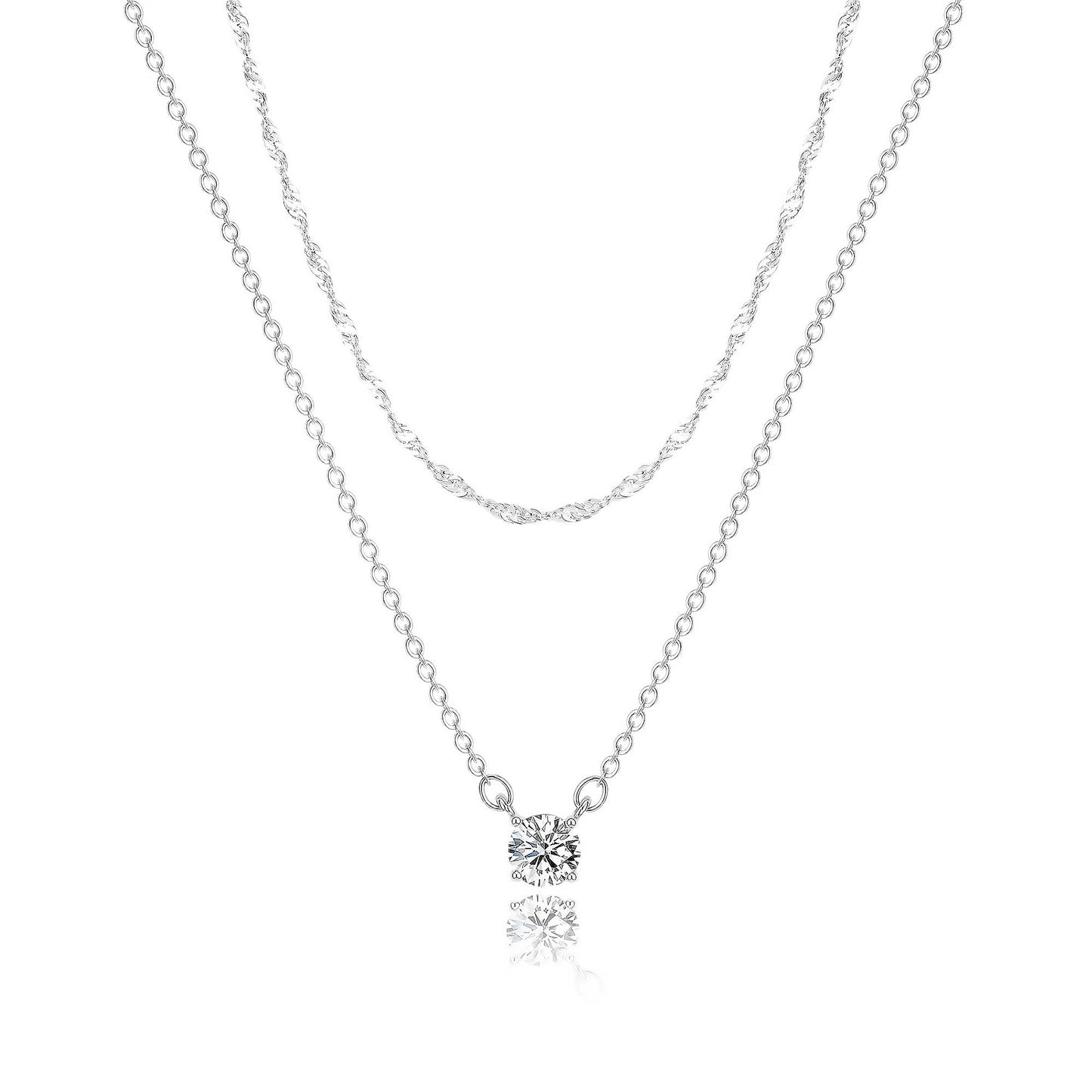 Tewiky Dainty 14k Gold Plated/Silver Cubic Zirconia Necklaces for Women, Simple CZ Jewelry Necklaces Trendy Gifts