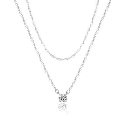 Tewiky Dainty 14k Gold Plated/Silver Cubic Zirconia Necklaces for Women, Simple CZ Jewelry Necklaces Trendy Gifts