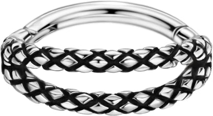 16G, 8mmSilver Black, Double-stack Snake Skin