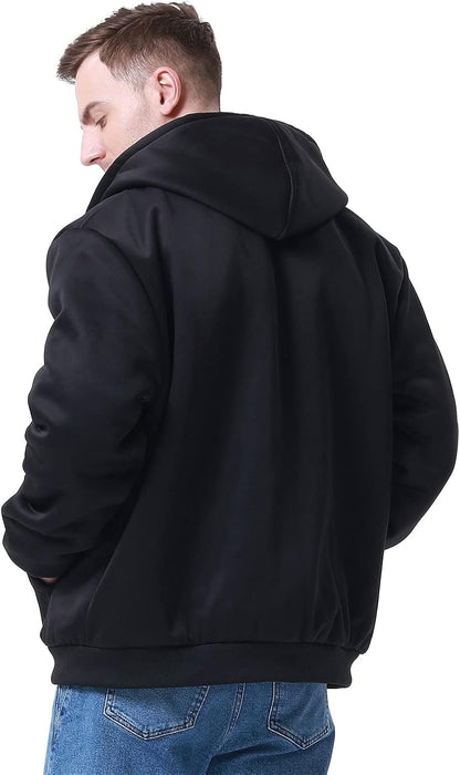 Herren-Hoodie, schweres Fleece-Futter, verdickt, warm, mit Kängurutasche für Outdoor und Freizeit