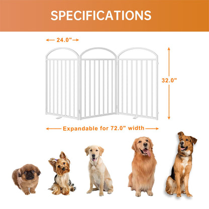 SNUOWU 4 Panels Full Matel Freestanding Dog Gates with Door, 96"Extra Wide 36"Tall Free Standing Dog Pet Gate for Indoor & Outdoor. Foldable Pet Fences for Doorways, House, Stairs, Porch, Deck, Yard
