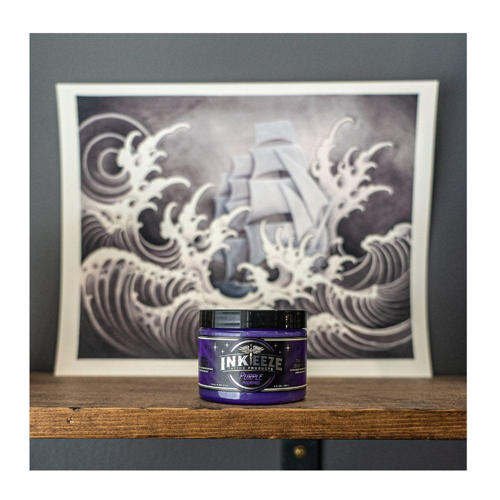 INK-EEZE Purple Tattoo Ointment Bundle 2-Pack, For Artists and Aftercare, Cruelty Free, Petroleum Free, Made in USA, 2-Pack 6oz Jars