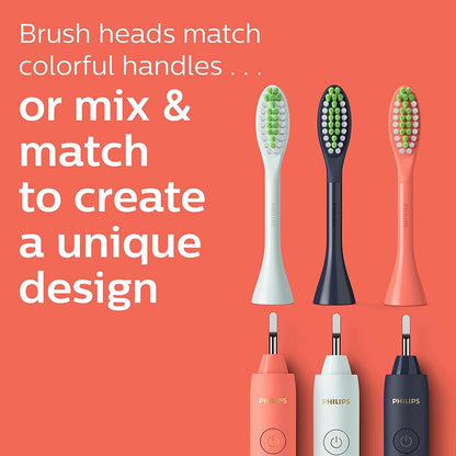 Philips One by Sonicare Ersatzbürstenköpfe, 2er-Pack, Schwarz, Kompatibel mit Philips One elektrische Zahnbürste, BH1022/06