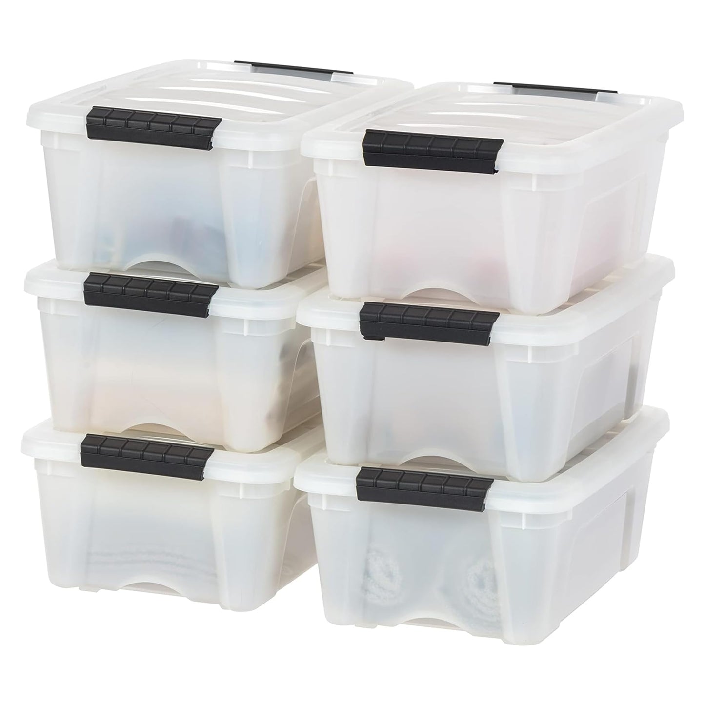 IRIS USA 6-Pack Clip Box with Latching Lids, 18 Quart Craft Storage Bins, Art & Writing Supply Containers for Home, Office & Classroom Organization