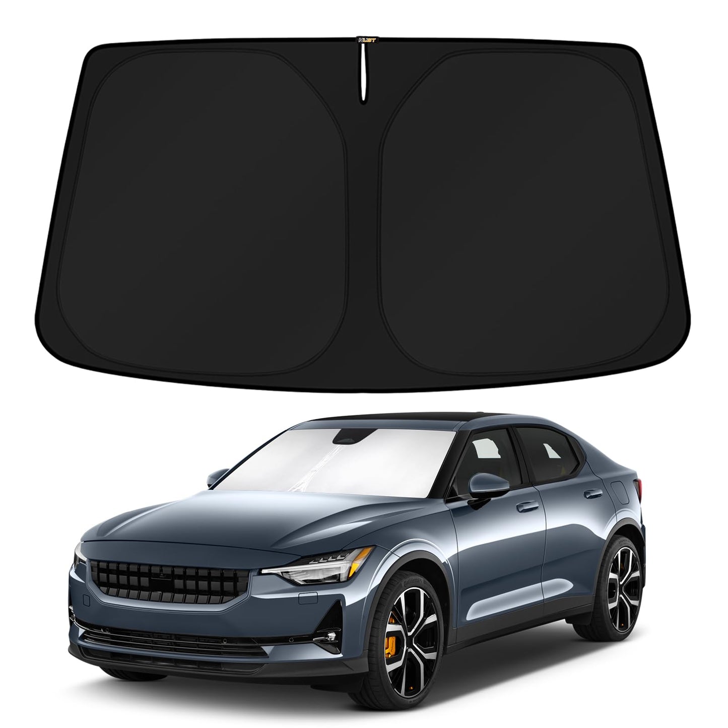KUST Windshield Sun Shade for 2017-2026 Tesla Model Y/Model 3 Sunshade Accessories (Fit 2025-2026 Model Y Juniper / 2024 Model 3 Highland) Upgraded Foldable Sunshade, Blocks UV Rays Keep Car Cool