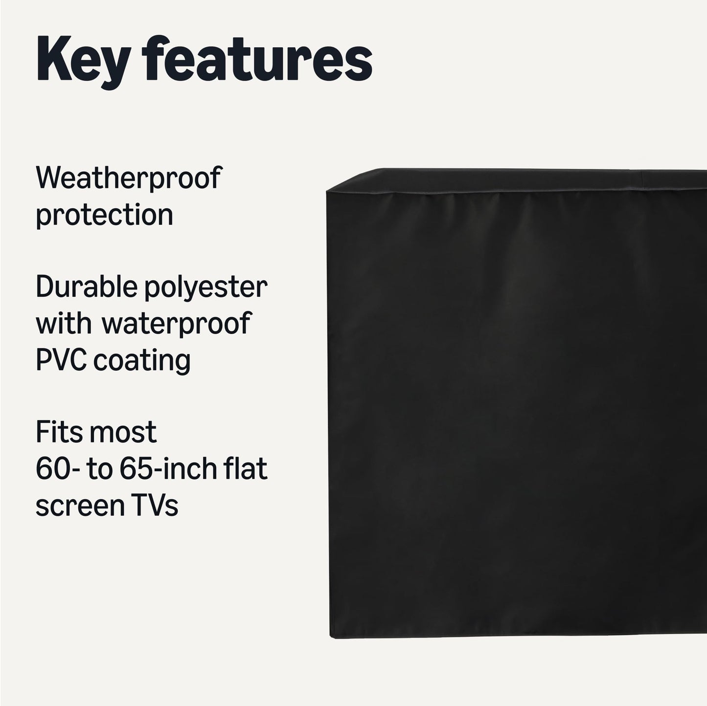 Amazon Basics Waterproof Outdoor TV Cover for 48" - 50" Flat Screen TVs, Fits up to 47"L x 29.7"H, Black
