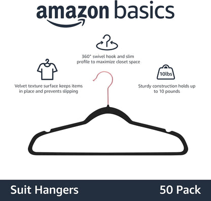 Amazon Basics Samtkleiderbügel für Anzüge – 30er-Pack, Schwarz