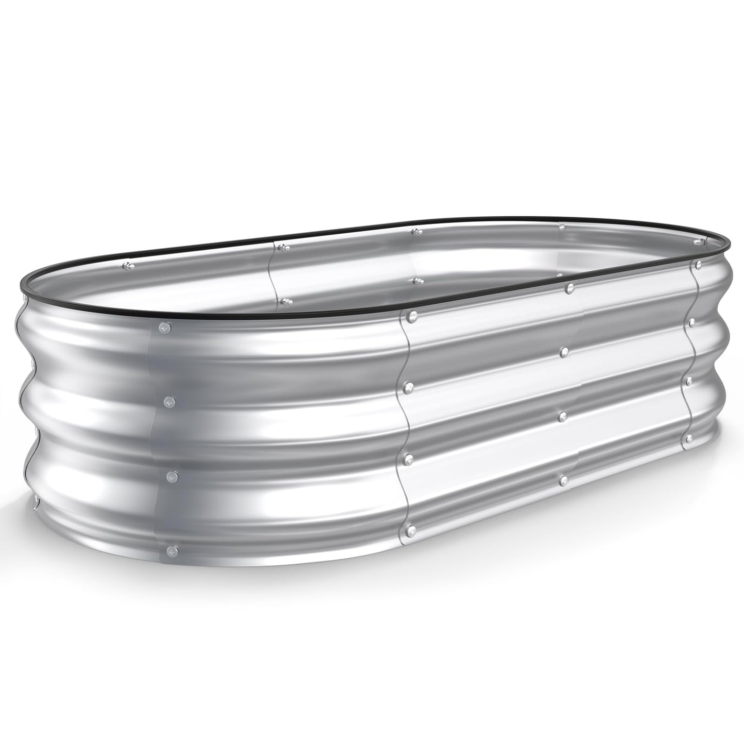 Kesfitt Raised Garden Bed, 5x2x1 FT Galvanized Steel Metal Raised Garden Bed, Oval Open-Bottom Design, 12-Inch Deep for Outdoor Vegetable & Herb Gardening, Fruit Green