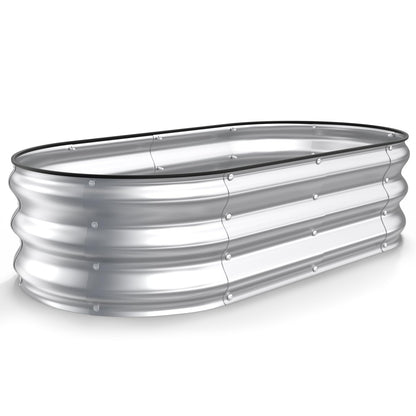 Kesfitt Raised Garden Bed, 5x2x1 FT Galvanized Steel Metal Raised Garden Bed, Oval Open-Bottom Design, 12-Inch Deep for Outdoor Vegetable & Herb Gardening, Fruit Green