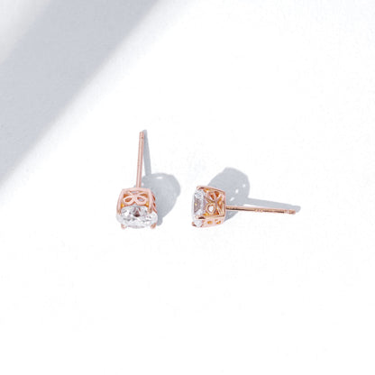 Amazon Essentials Yellow Gold Plated, Platinum or Rose Gold Plated Sterling Silver Infinite Elements Cubic Zirconia Stud Earrings | White, Blue, Green, or Pink Cubic Zirconia
