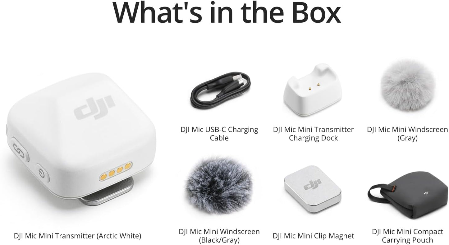 DJI Mic Mini (2 TX + 1 Mobile RX), Funkmikrofon für iPhone/Android, Plug & Play, kompakt & leicht, Modellübergreifende Kopplung, Premium-Audio, stabile Übertragung, Geräuschunterdrückung