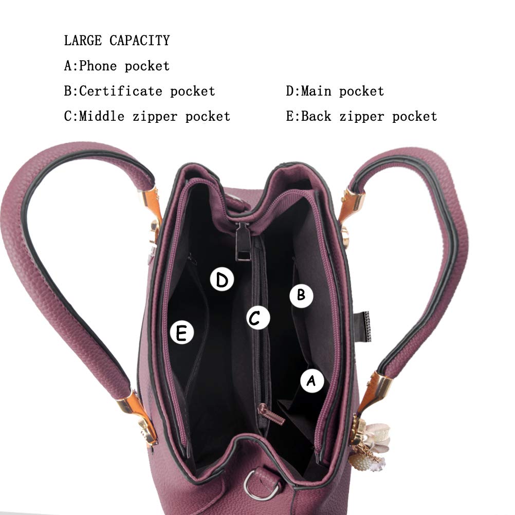Jeniulet Geldbörsen und Handtaschen für Damen Mode Damen PU-Leder Top-Griff Satchel Schulter Tragetaschen Dunkelgrau 10.2" x 3.9" x 7.9"